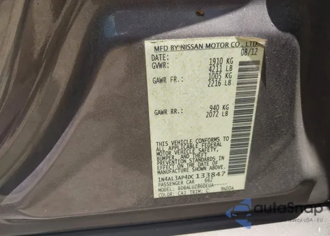 2013 Nissan Altima 2.5 Sv from USA, damaged, VIN 1N4AL3AP4DC133847